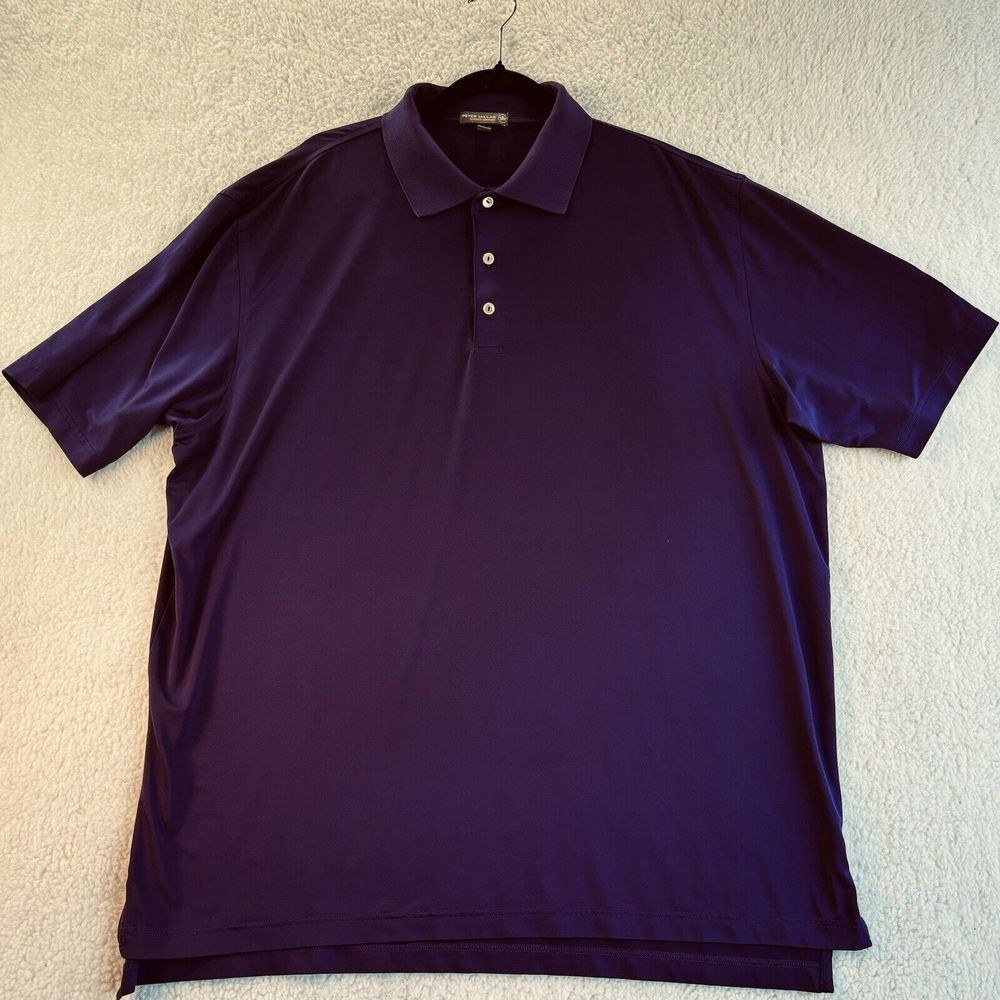 Peter Millar Summer Comfort Polo Shirt Mens 2XL  Purple Blue Short Sleeve Golf‎